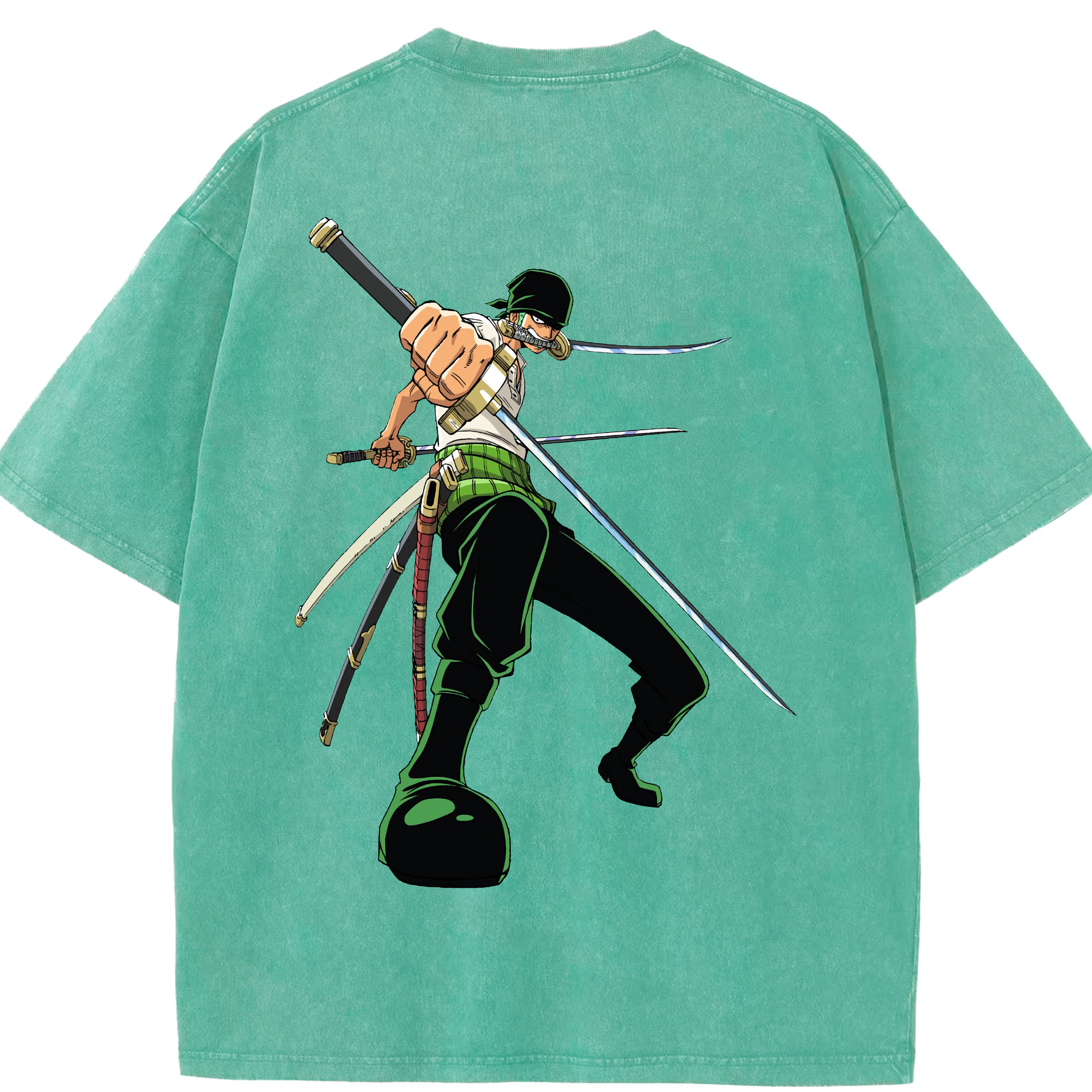 ワンピース ロロノア・ゾロ ONE PIECE Roronoa Zoro 綿100% ヴィンテージ風 半袖Tシャツ（背面プリント）